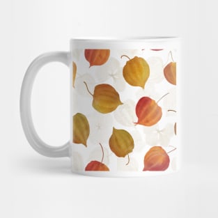 Physalis red, orange flowers watercolor print. Cape gooseberry buds' structure. Golden berry, Chinese lantern composition Mug